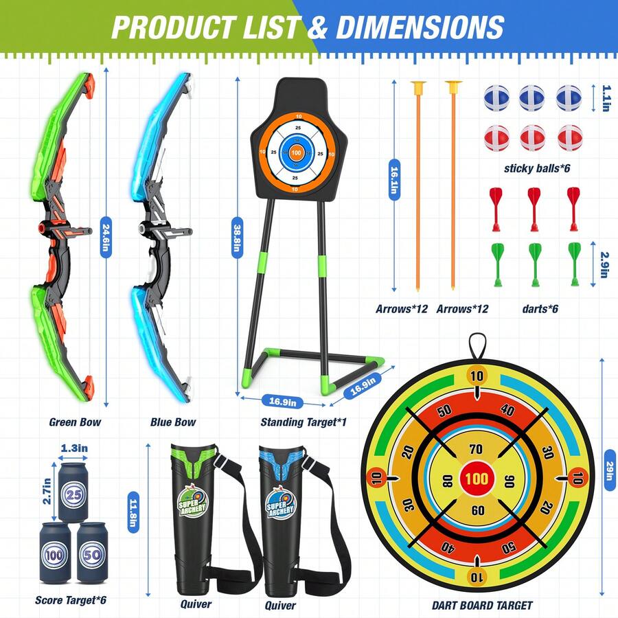 Kids Outdoor Archery Set - 2 Pack Kids Bow And Arrow