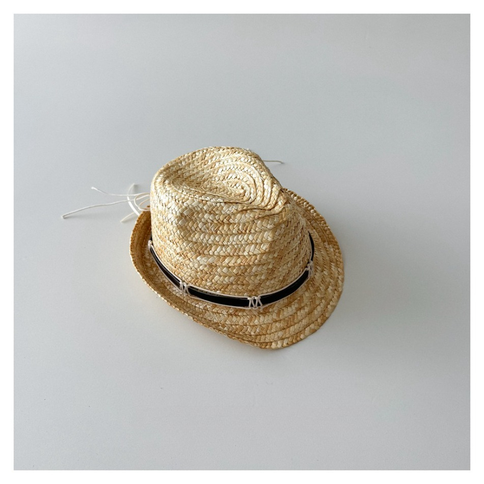 Kids Outdoor Hat - Kids Natural Straw Fedora Hat with