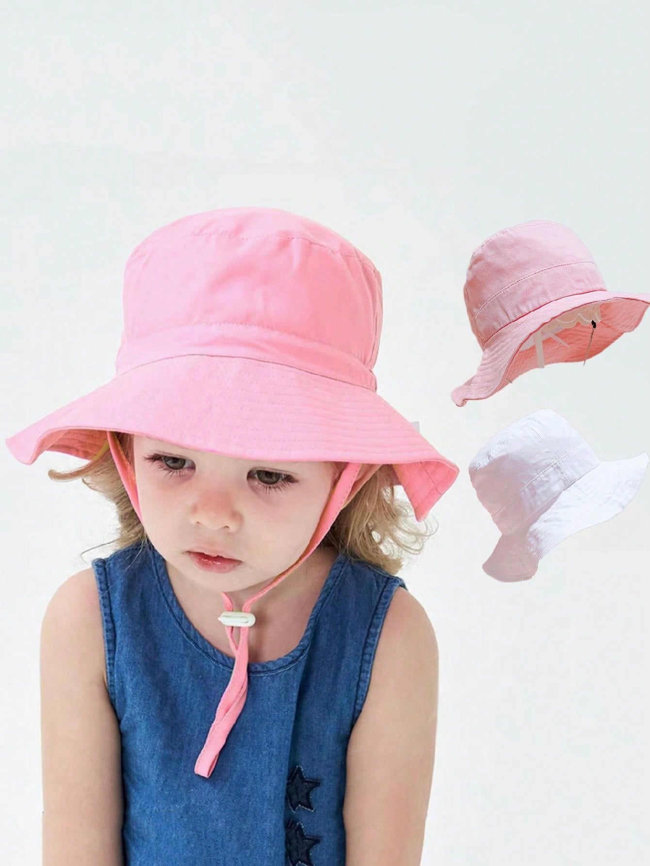 Kids Outdoor Hat - 1pc Pink Flat Top Bucket Hat