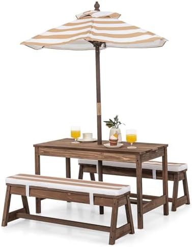 Kids Outdoor Umbrella For Table - Kids Picnic Table, Outdoor Wooden Table