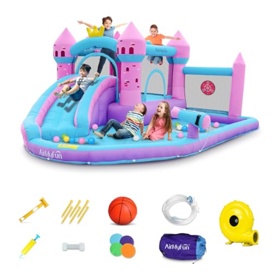 Kids Outdoor Bounce House - Backyard inflatable waterslide bounce house for