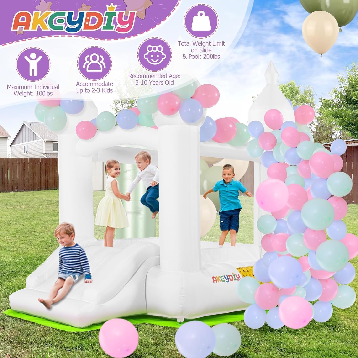 White Bounce House Indoor Outd - Kids Outdoor House ulasan dan harga