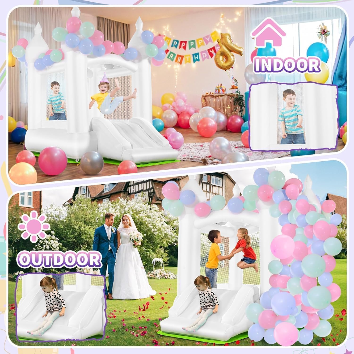 White Bounce House Indoor Outd - Kids Outdoor House ulasan dan harga