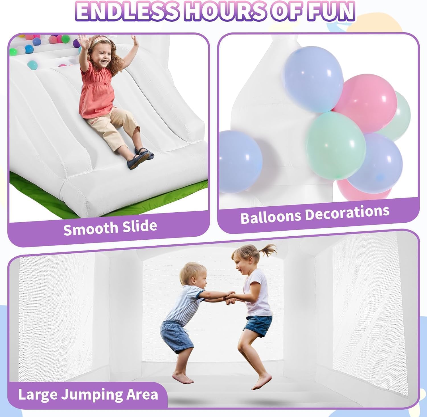 White Bounce House Indoor Outd - Kids Outdoor House ulasan dan harga