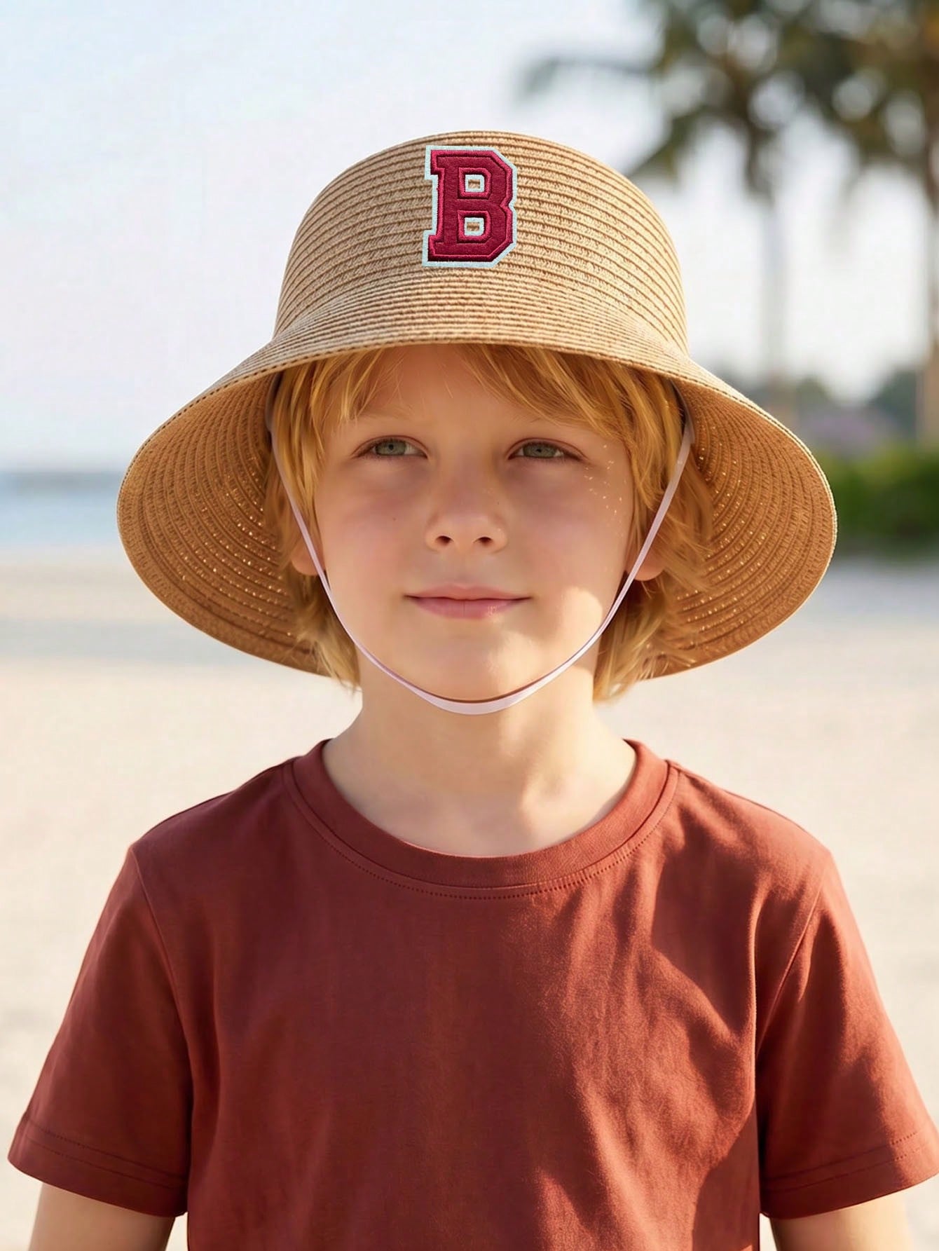 1Pc 3-8Y Boys Coffee Bow Straw - Kids Outdoor Hat ulasan dan harga