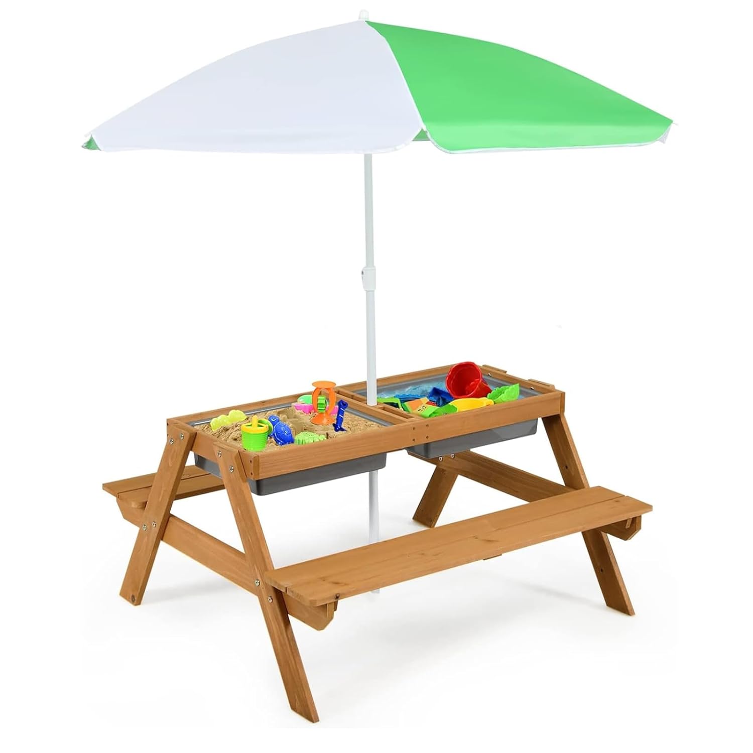4in1 Cedar Kids Picnic Table w - Kids Outdoor Umbrella For Table ulasan dan harga