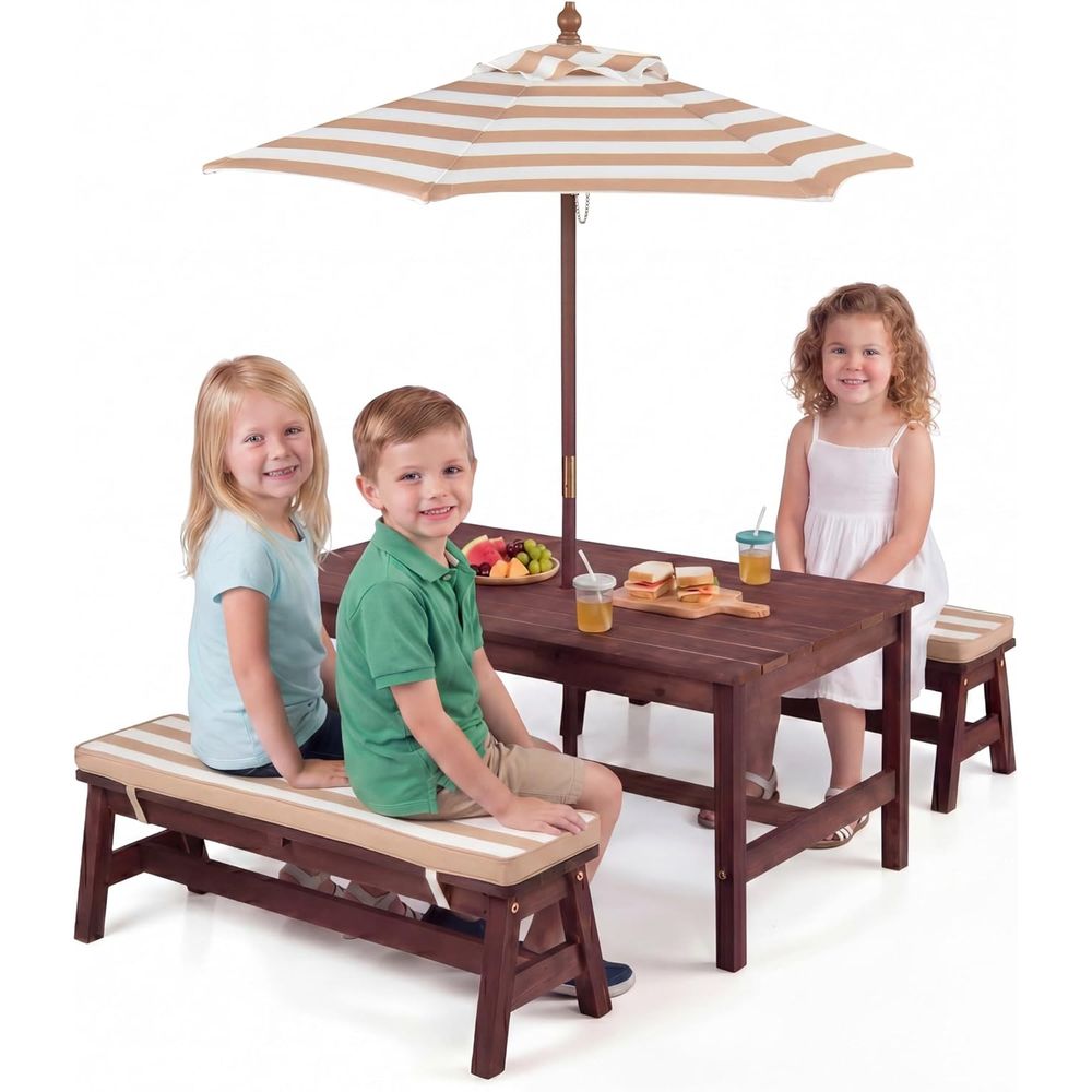 Kids Picnic Table, Large 42“x  - Kids Outdoor Umbrella For Table ulasan dan harga