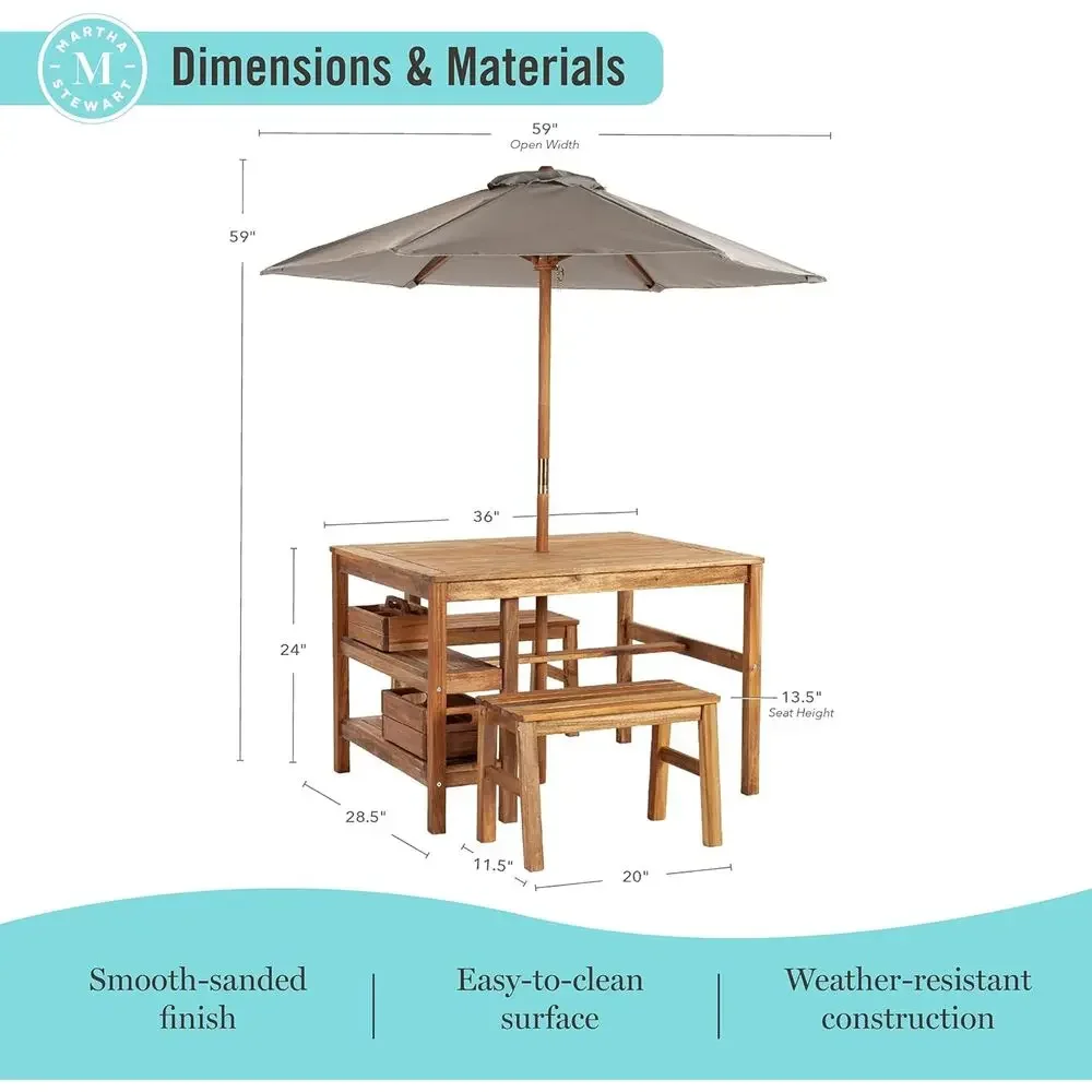Kids Outdoor Crat Table, Bench - Kids Outdoor Umbrella For Table ulasan dan harga