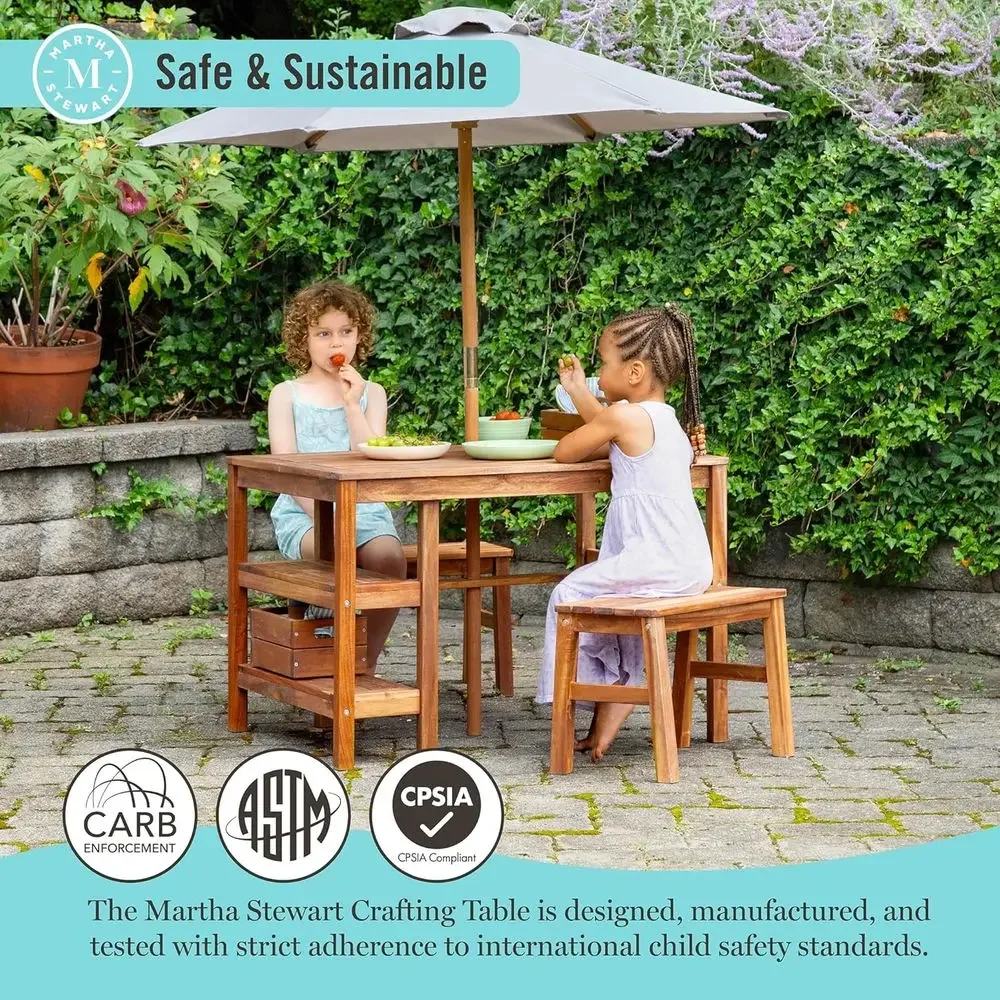 Kids Outdoor Crat Table, Bench - Kids Outdoor Umbrella For Table ulasan dan harga