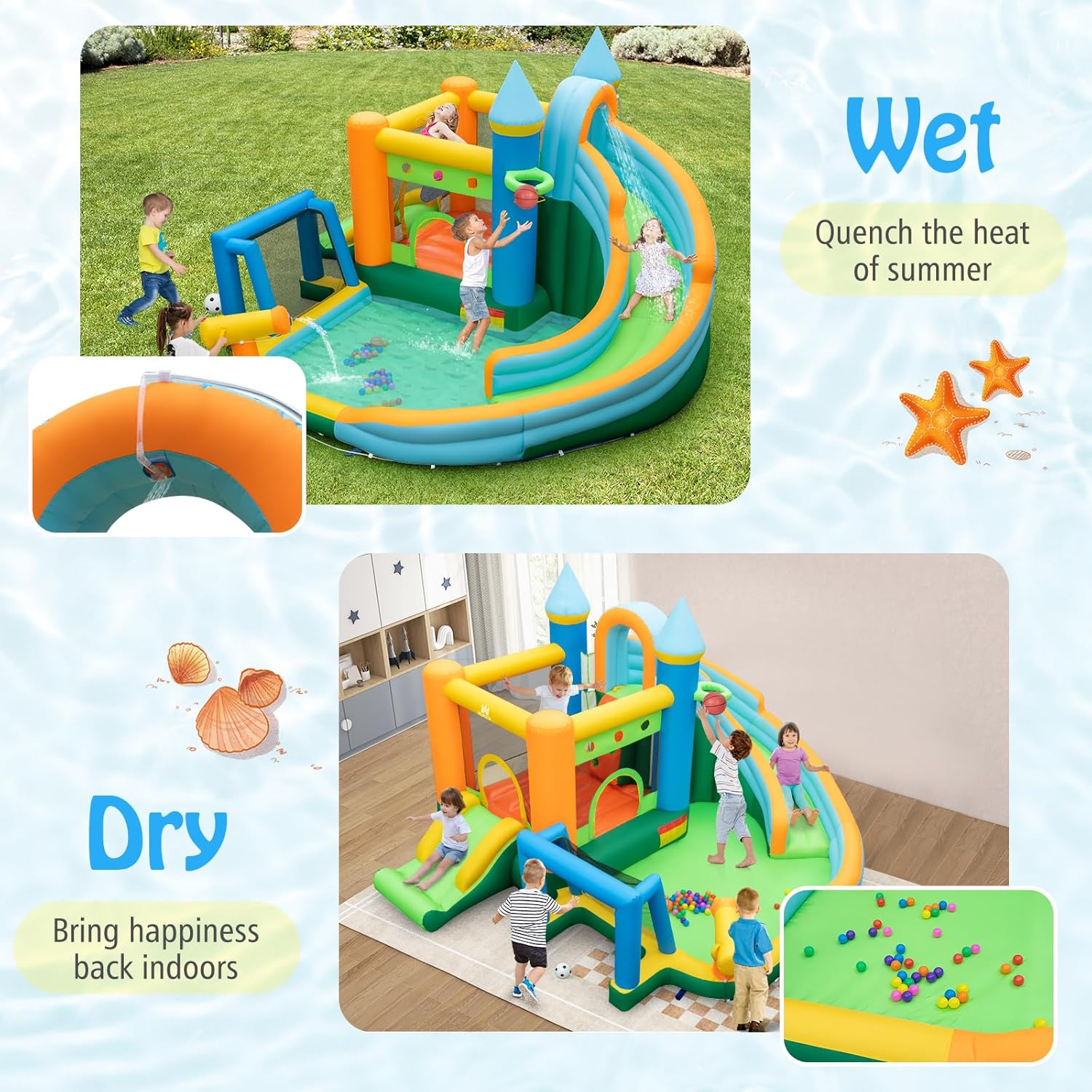 9-in-1 Inflatable Water Slide  - Kids Outdoor House ulasan dan harga