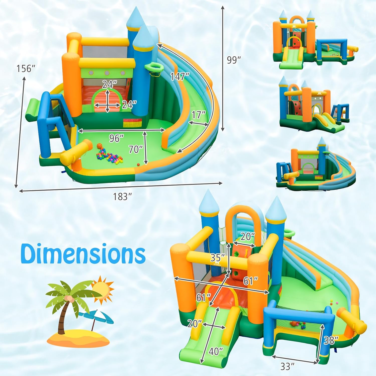 9-in-1 Inflatable Water Slide  - Kids Outdoor House ulasan dan harga