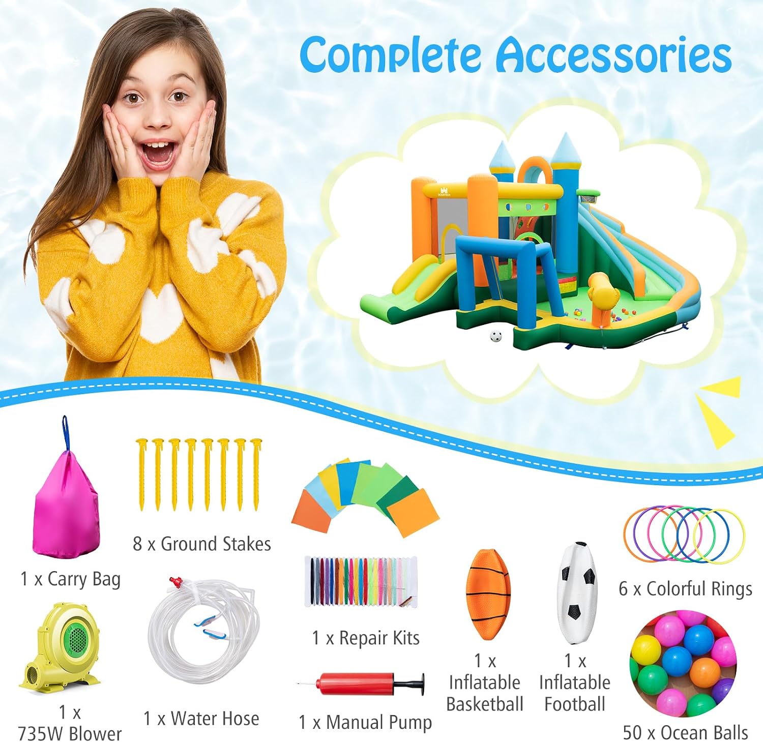 9-in-1 Inflatable Water Slide  - Kids Outdoor House ulasan dan harga