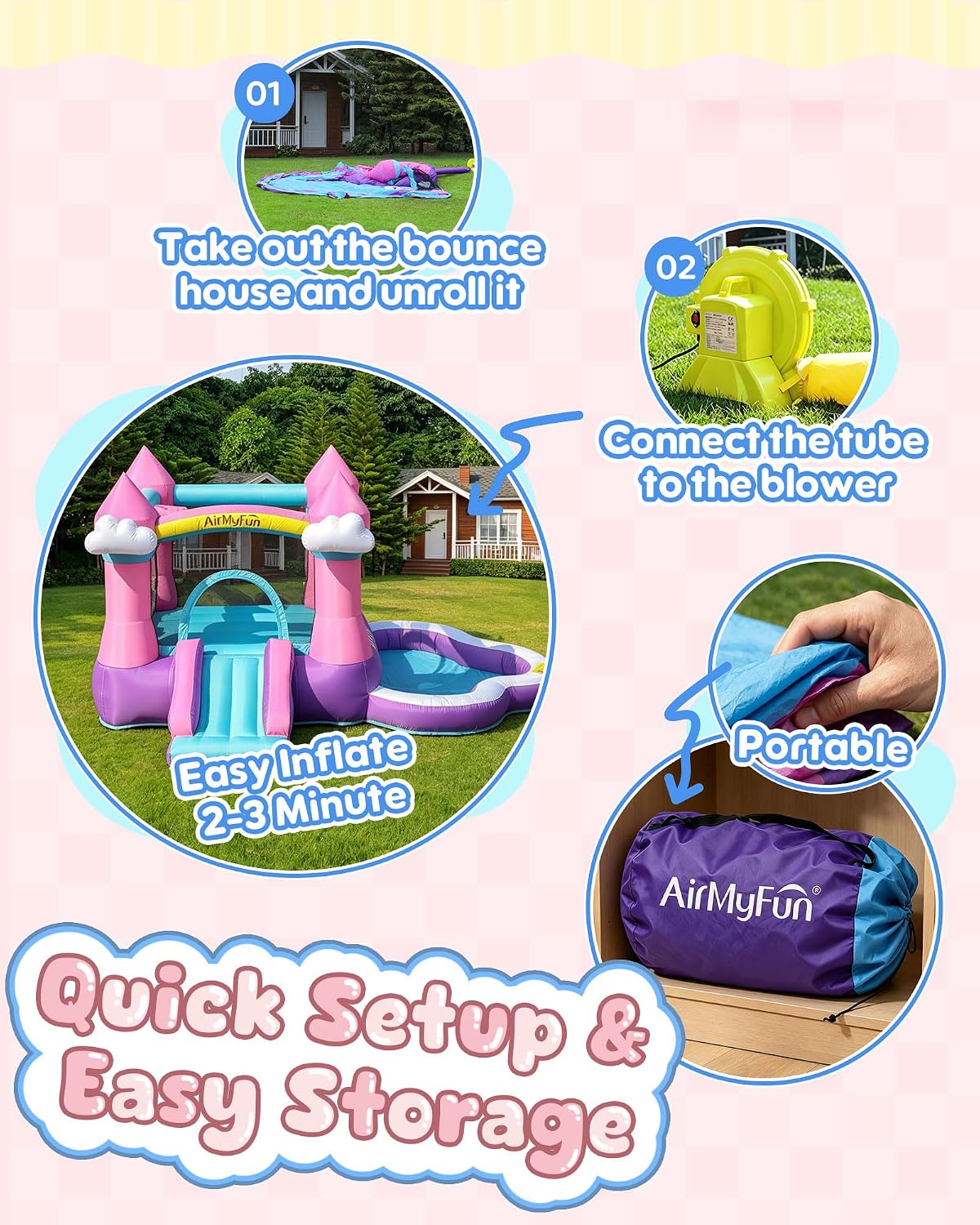 Pink Indoor/Outdoor Inflatable - Kids Outdoor House ulasan dan harga