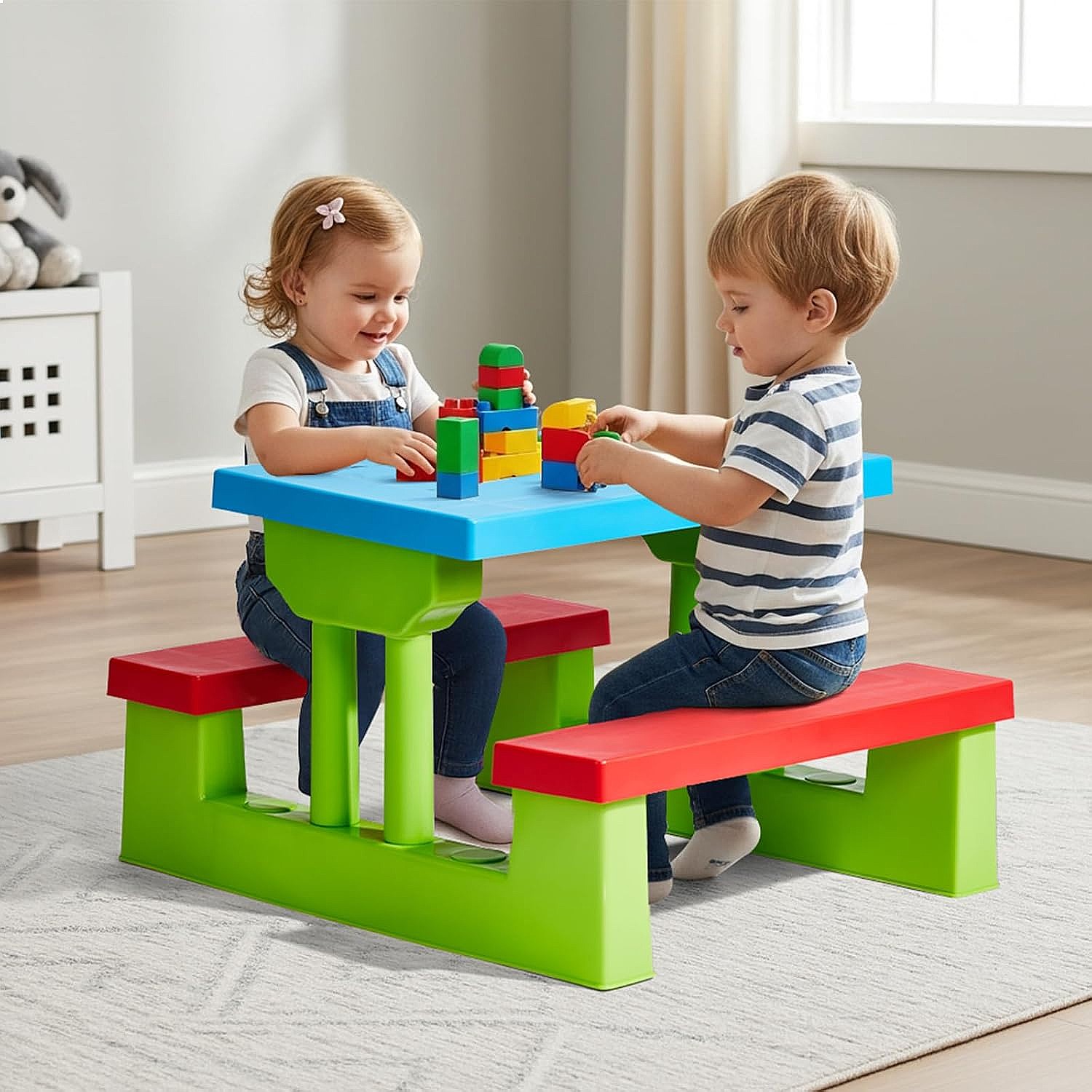 JOYMOR Kids Picnic Table with  - Kids Outdoor Umbrella For Table ulasan dan harga