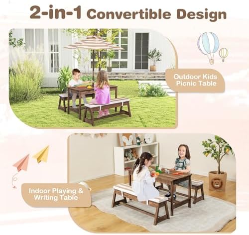 Kids Picnic Table, Outdoor Woo - Kids Outdoor Umbrella For Table ulasan dan harga