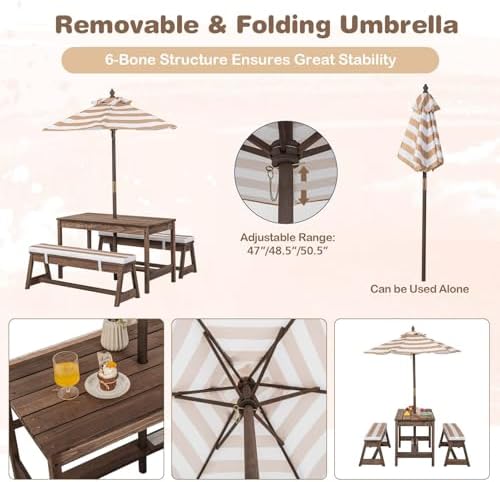 Kids Picnic Table, Outdoor Woo - Kids Outdoor Umbrella For Table ulasan dan harga