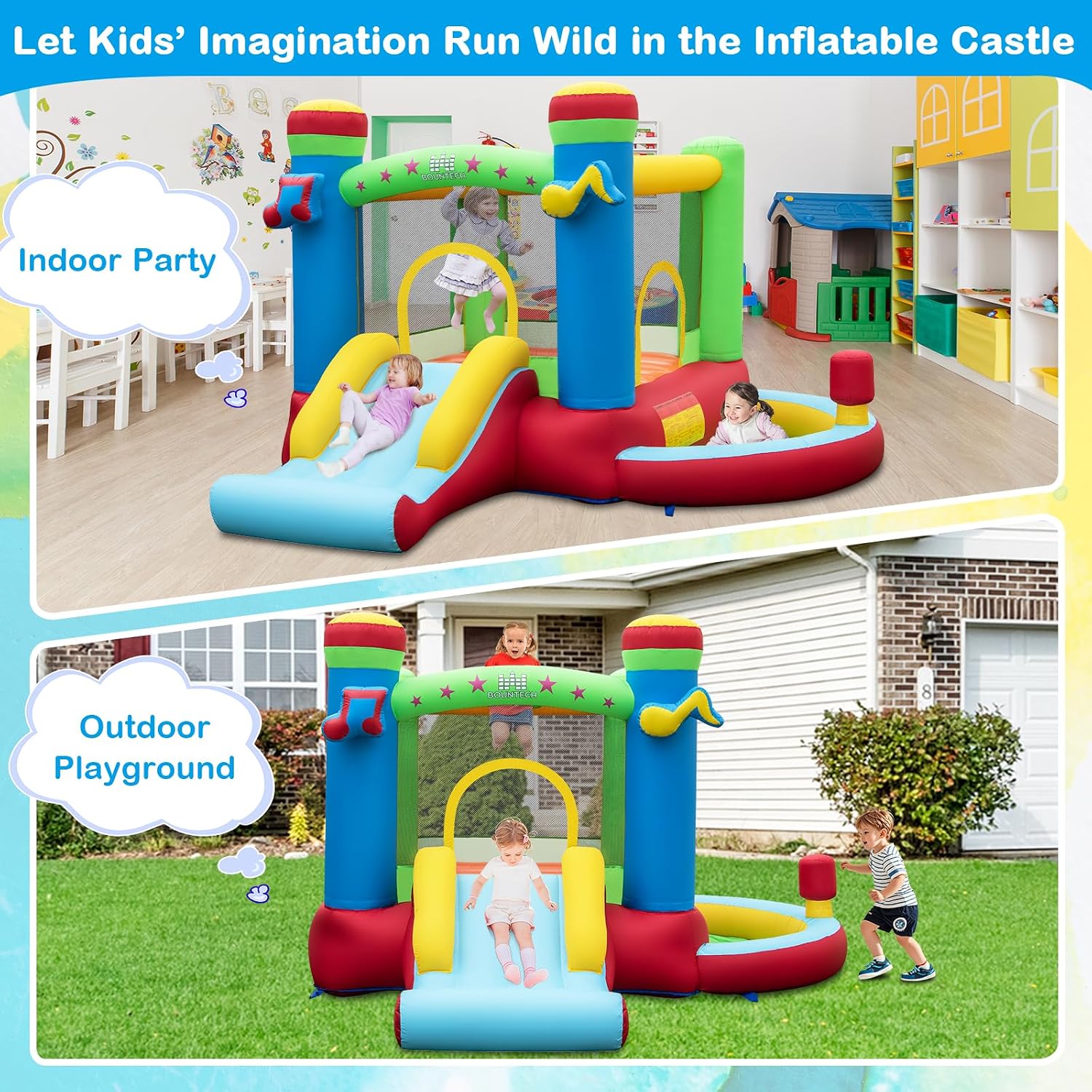 Inflatable Bounce House with B - Kids Outdoor House ulasan dan harga