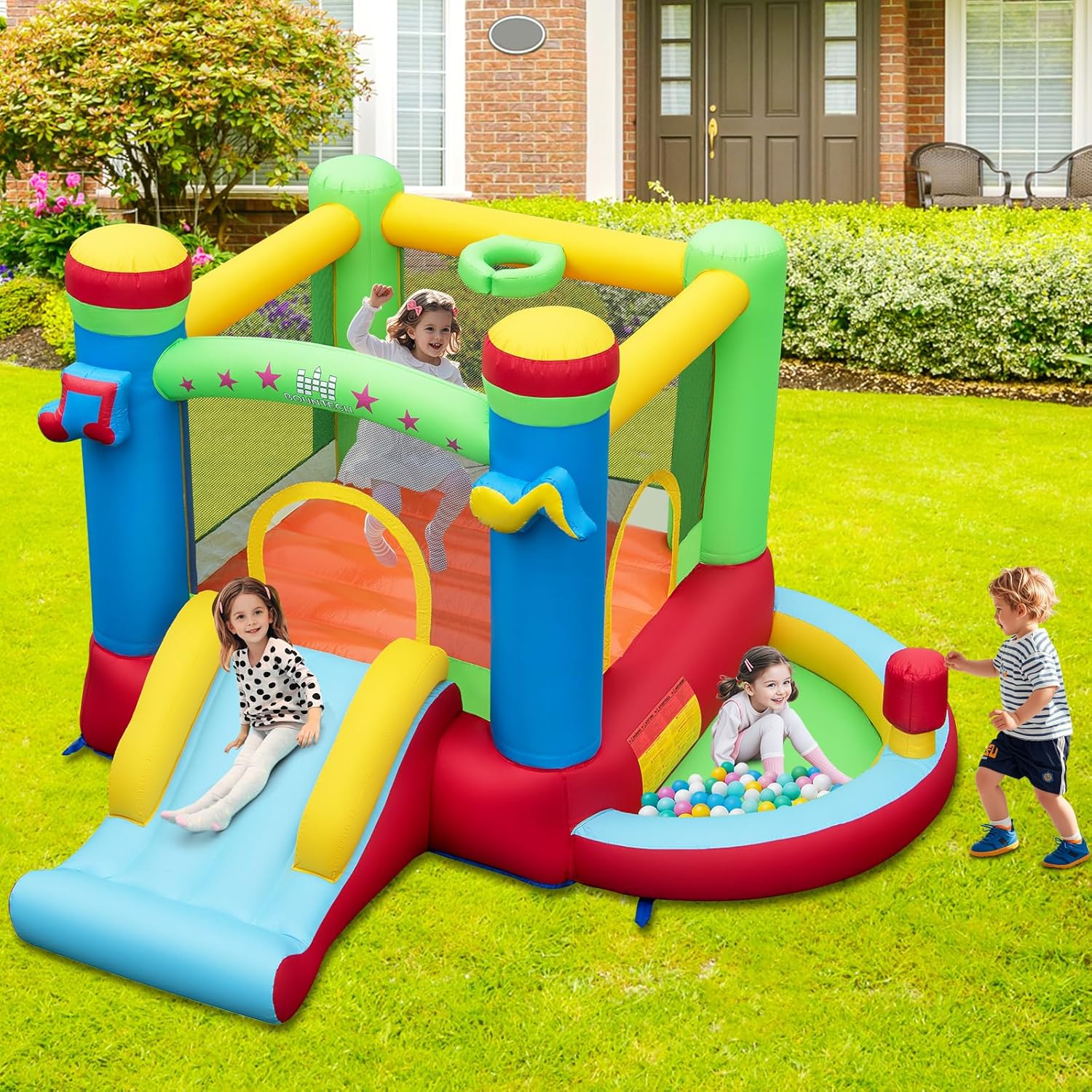 Inflatable Bounce House with B - Kids Outdoor House ulasan dan harga