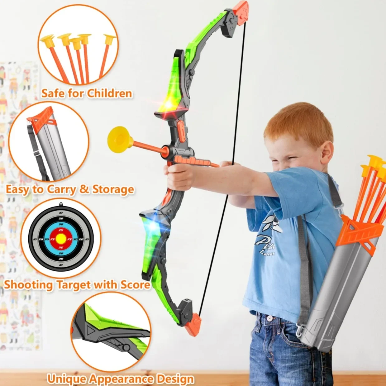 Bow and Arrow Set Light Up Arc - Kids Outdoor Archery Set ulasan dan harga