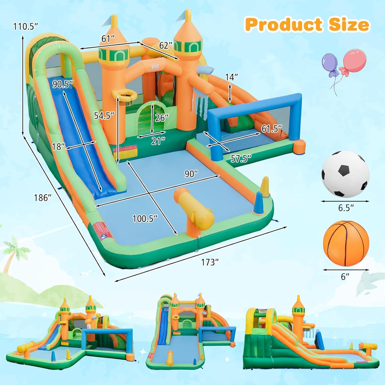9-in-1 Inflatable Water Park B - Kids Outdoor House ulasan dan harga