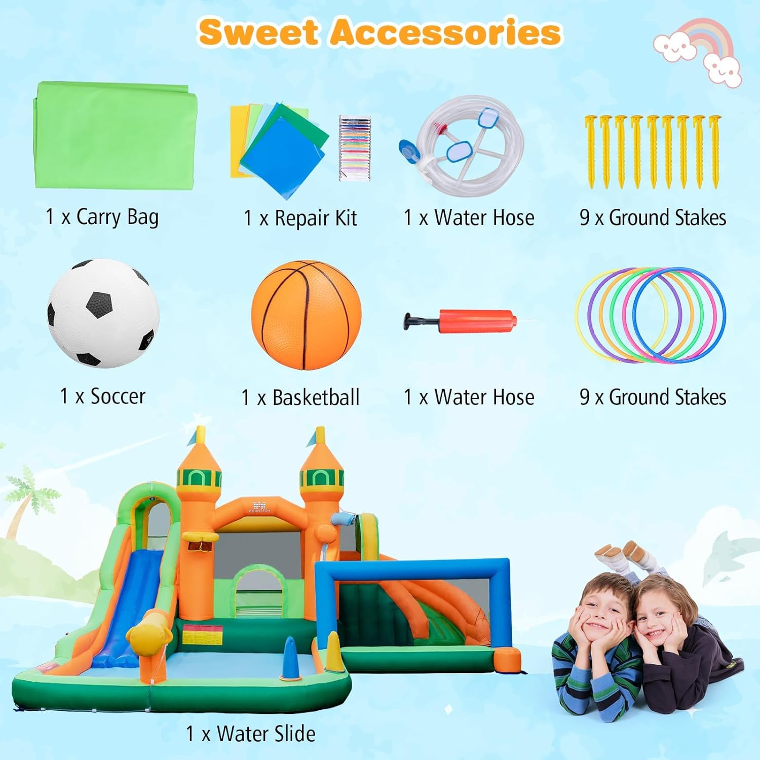 9-in-1 Inflatable Water Park B - Kids Outdoor House ulasan dan harga