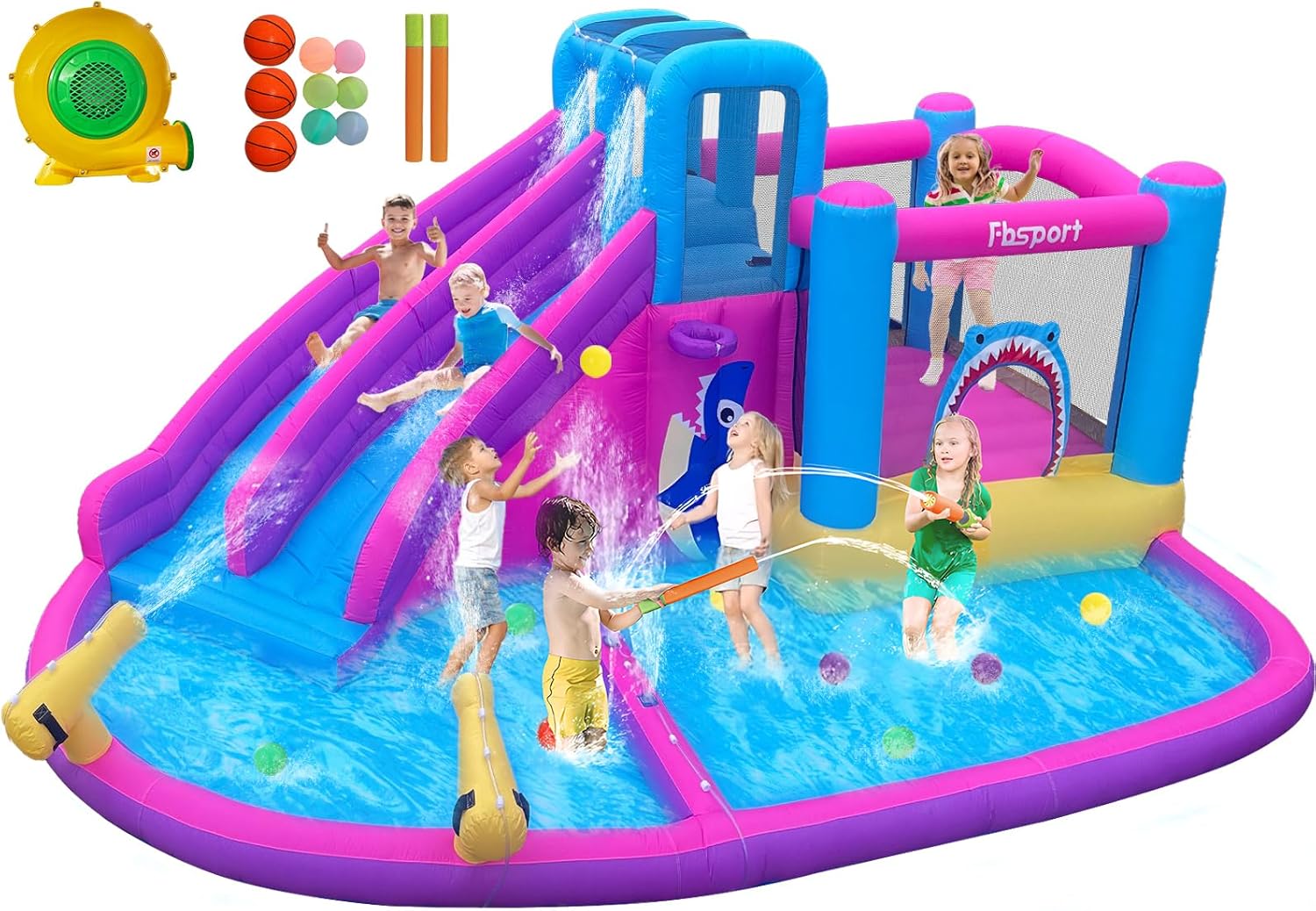 Twin Water Slides Inflatable B - Kids Outdoor House ulasan dan harga