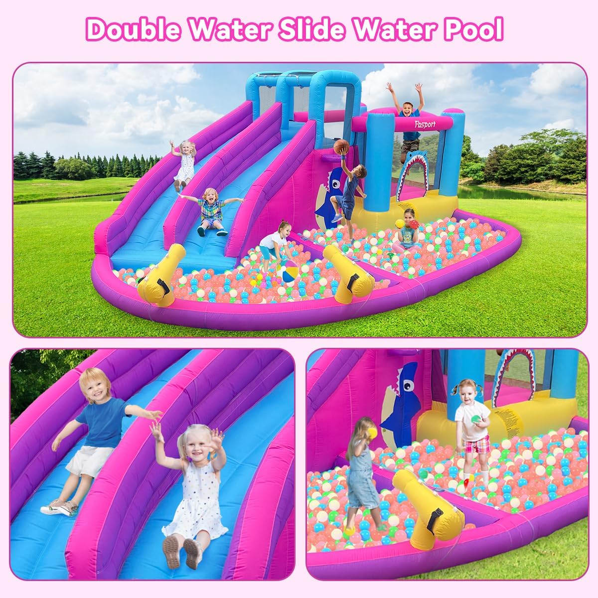 Twin Water Slides Inflatable B - Kids Outdoor House ulasan dan harga